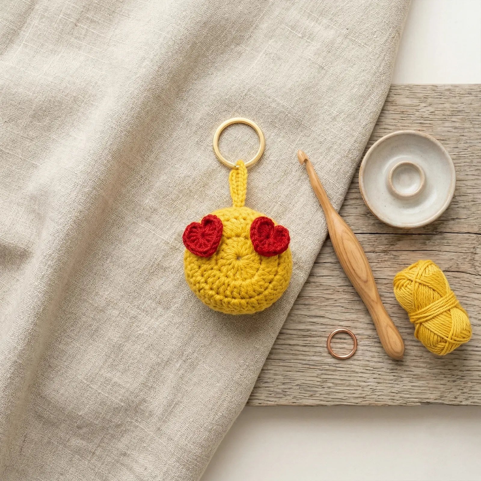 Heart Eye Emoji Key Ring