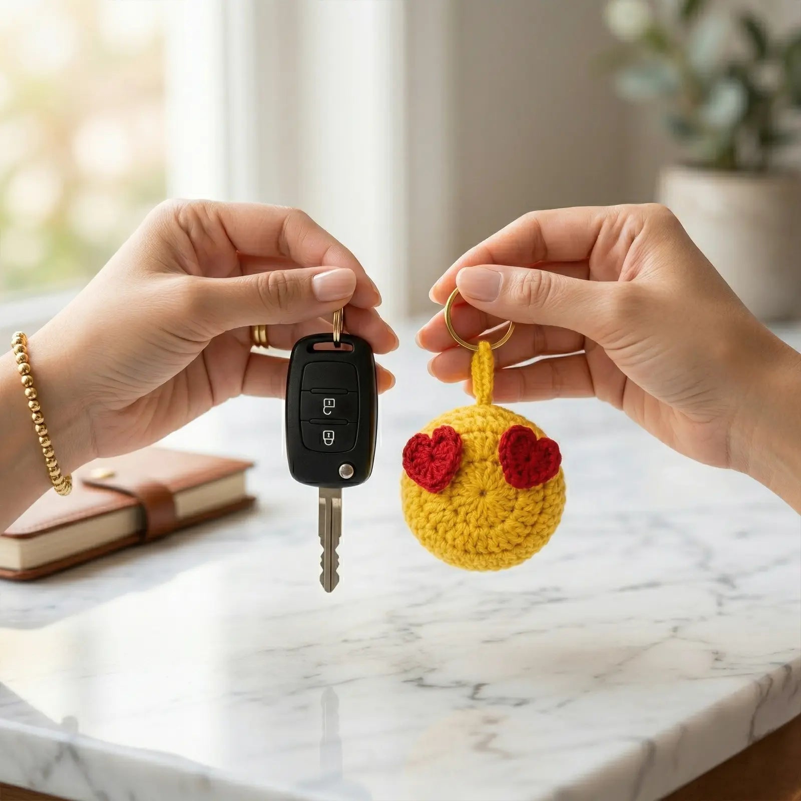 Heart Eye Emoji Key Ring