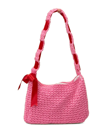 Pink Crochet Shoulder Bag
