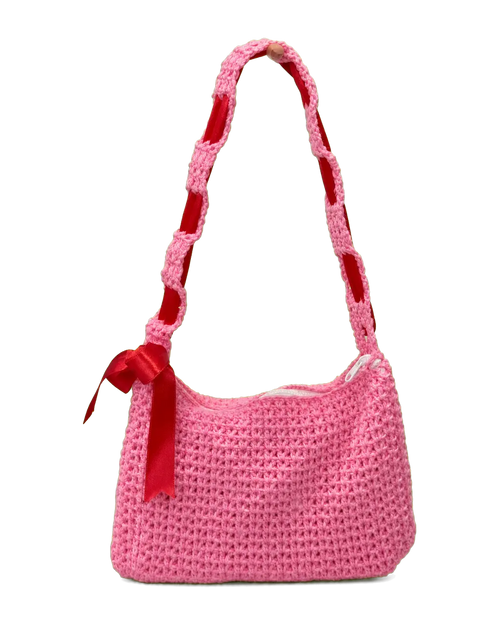 Pink Crochet Shoulder Bag