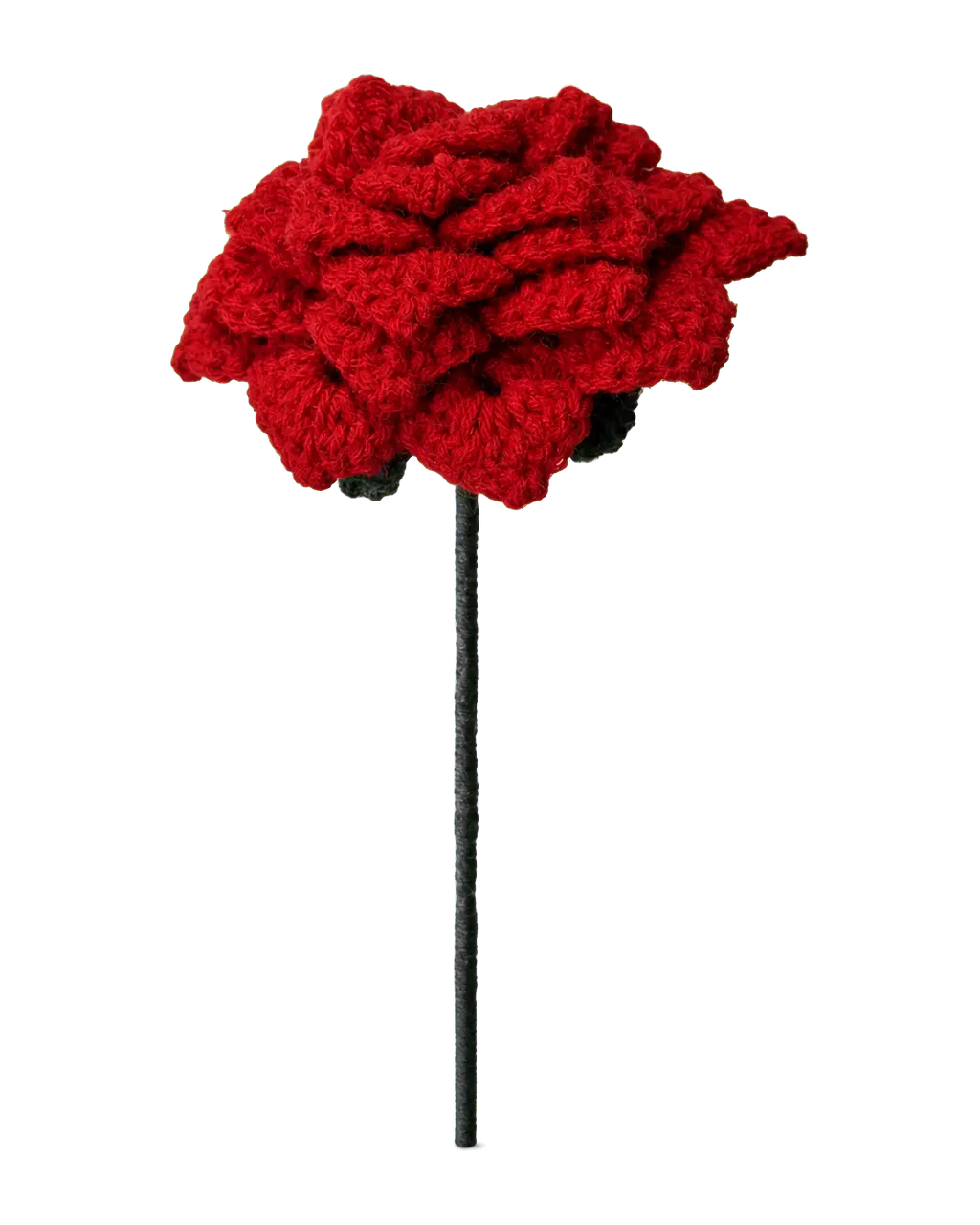 Red Crochet Rose Stem