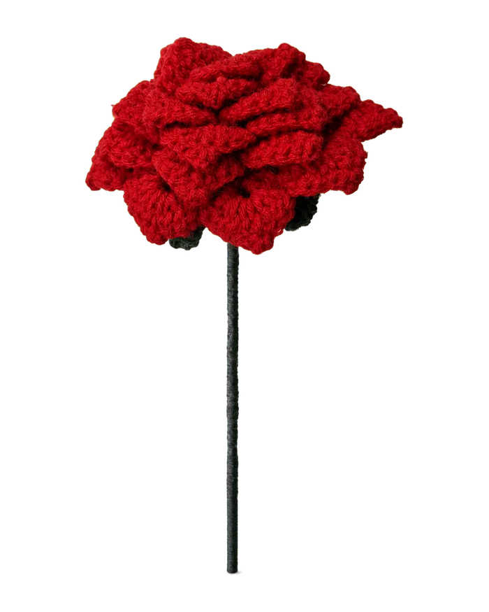 Red Crochet Rose Stem