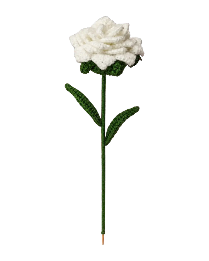 White Pointed-Petal Rose Stem