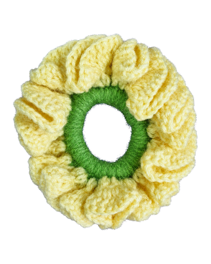 Yellow Crochet Scrunchie