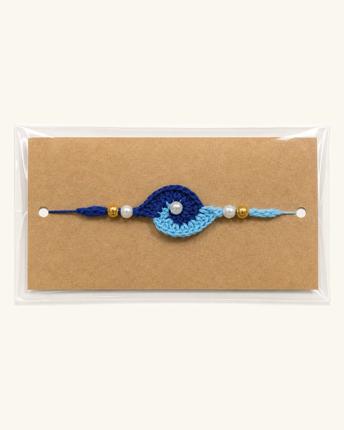 Blue Two Tone Swirl Crochet Rakhi