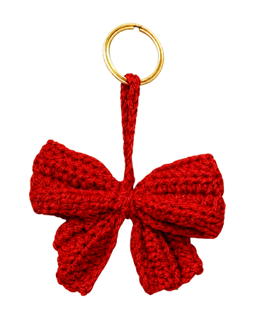 Crochet Bow Keychain (Bright Red)