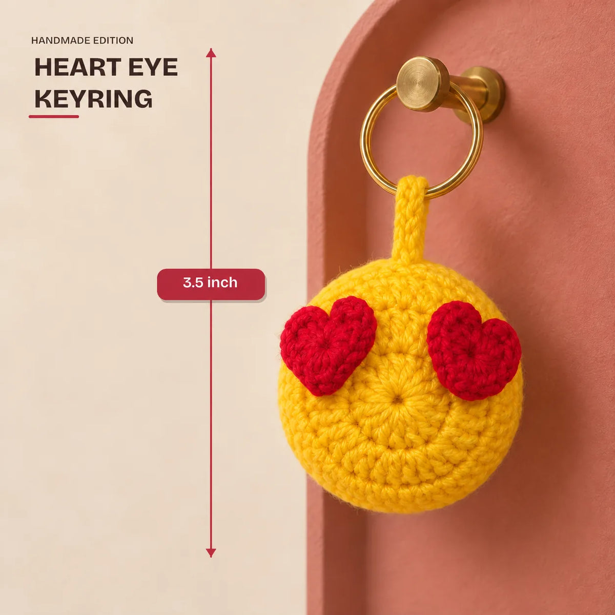Heart-Eyes Emoji Keychain, 3.5 inch, from the Pehli Diwali Hamper