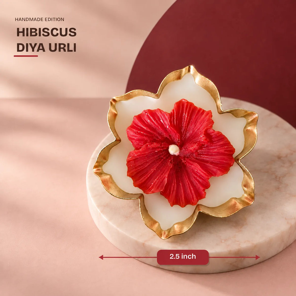 Hibiscus Diya Urli, 2.5 inch, from the Pehli Diwali Hamper
