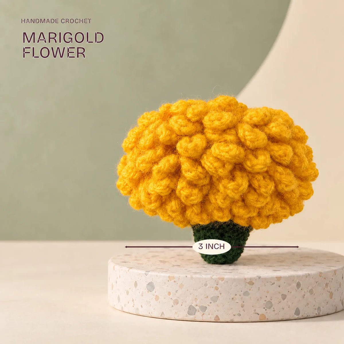 Crochet Marigold Flower, 3 inch, from the Sabki Diwali Hamper