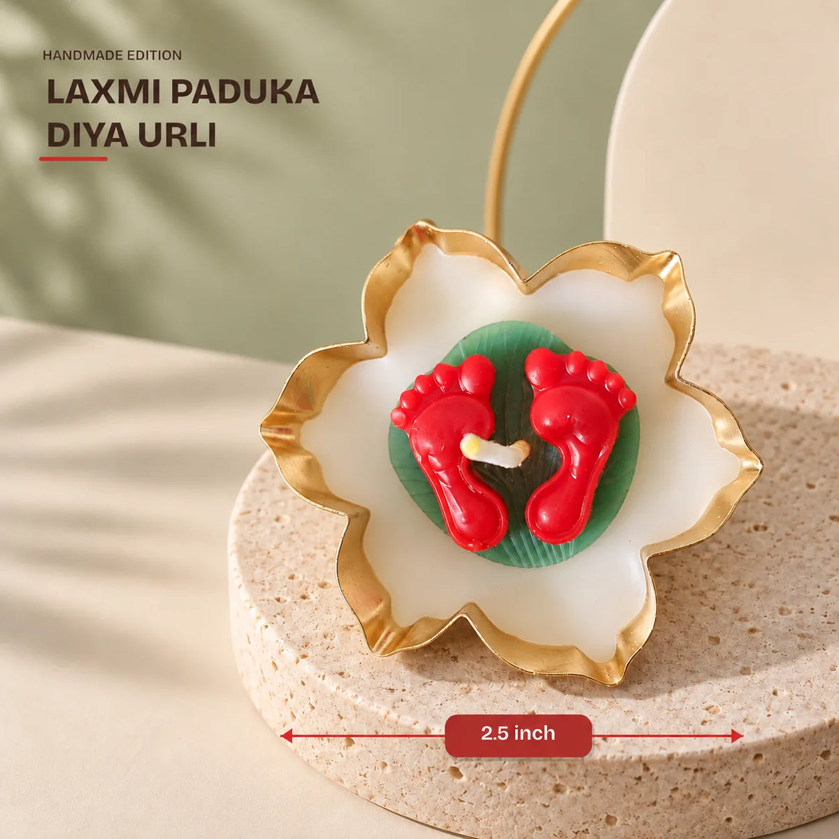 Laxmi Paduka Diya Urli, 2.5 inch, from the Sabki Diwali Hamper