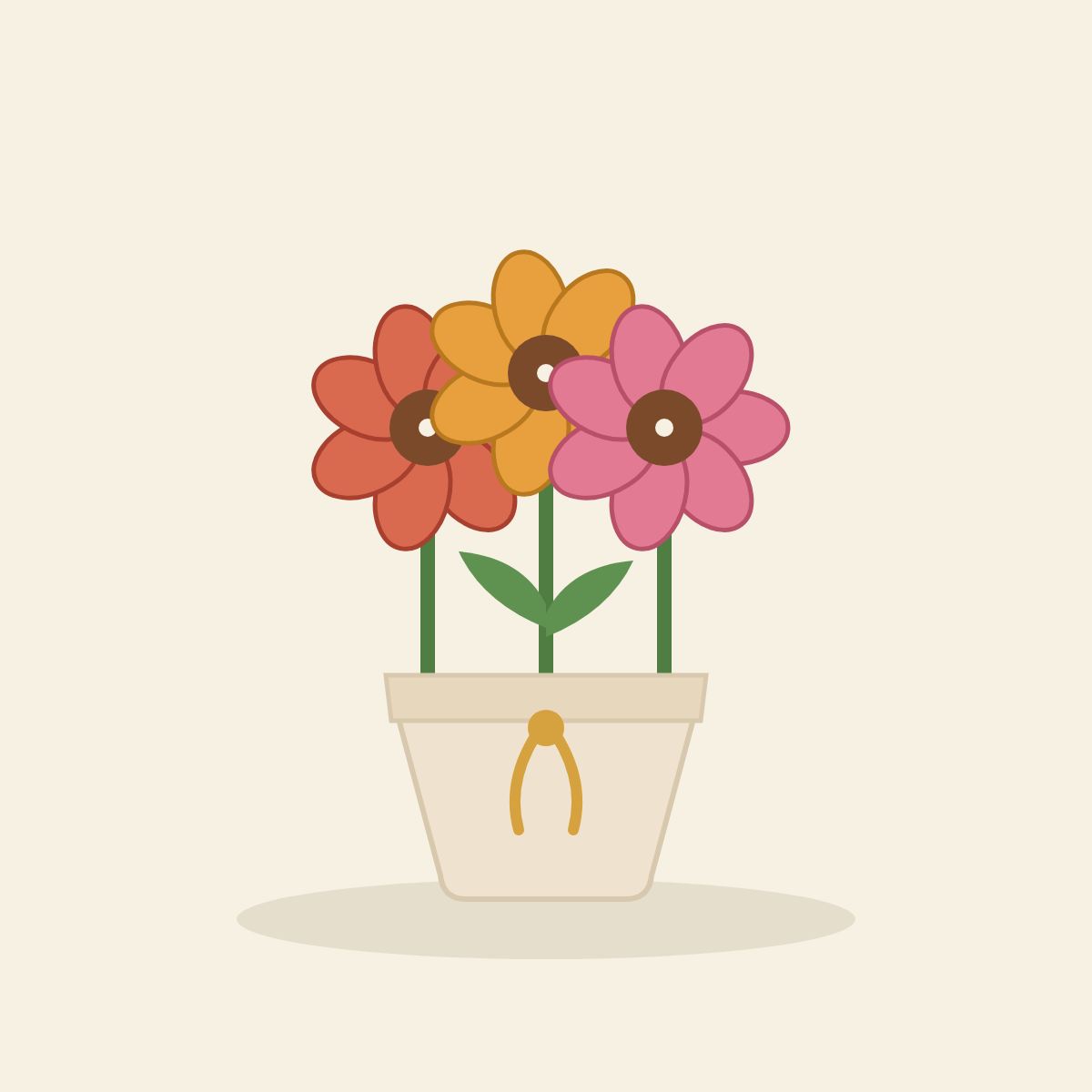 Mini crochet bloom pot with three flowers