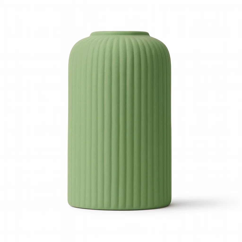 Green ceramic flower vase
