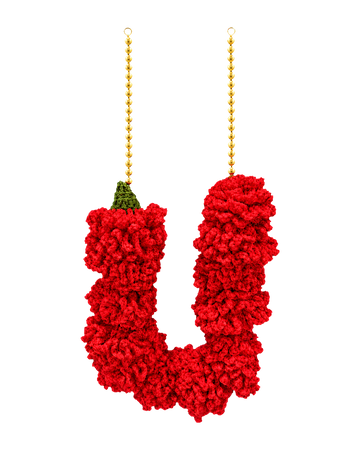 Saffron Marigold Garland with Gold Beads (Bright Red)