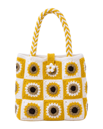 Sunflower Granny Square Tote Bag
