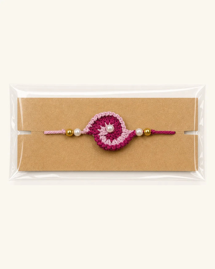 Pink Two Tone Swirl Crochet Rakhi