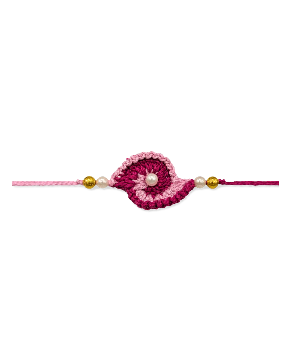 Pink Two Tone Swirl Crochet Rakhi