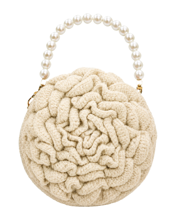 Rose Handbag with Pearl Handle (Off White)