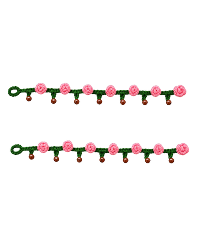Rose Crochet Payal in Baby Pink