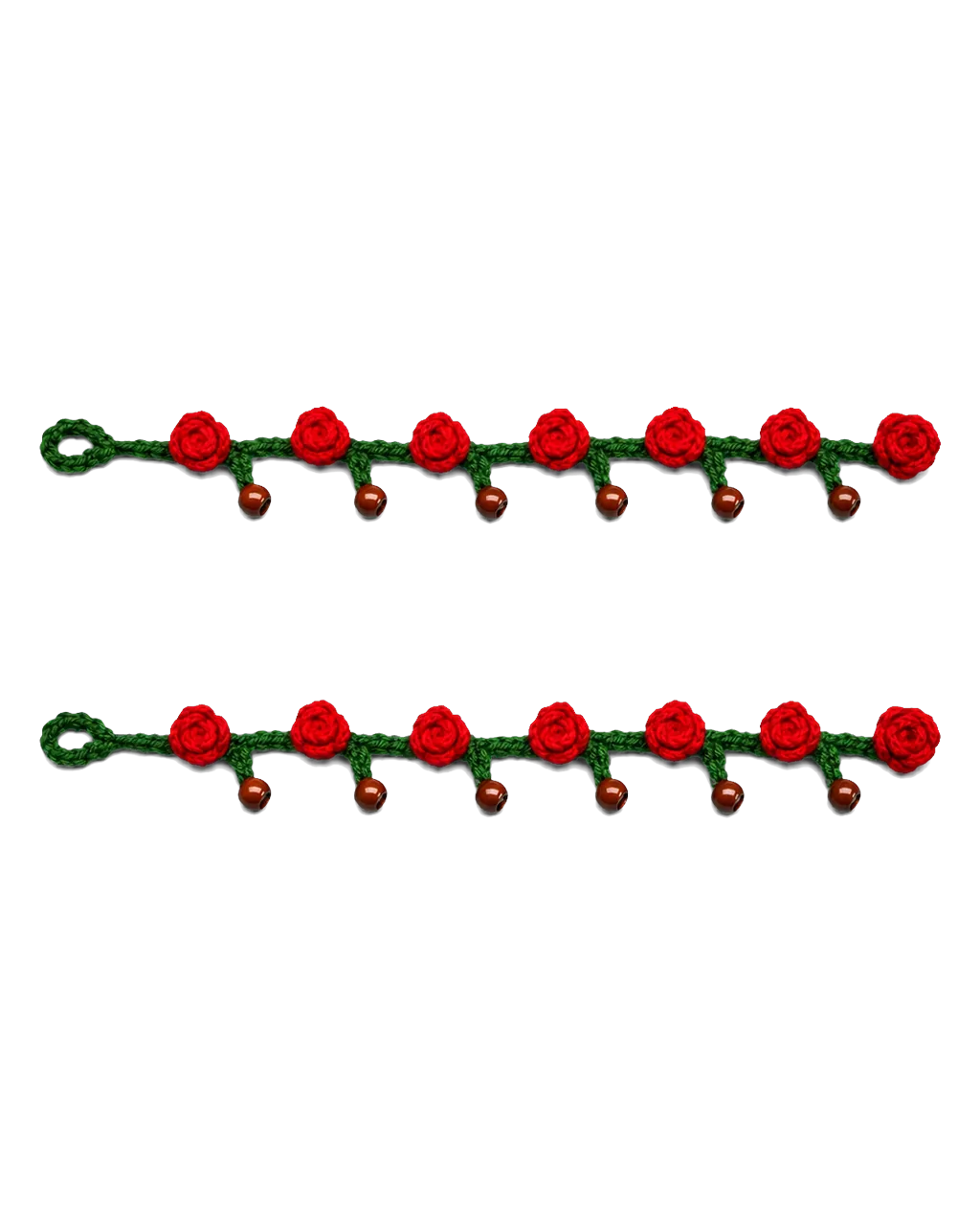 Rose Crochet Payal in Bright Red