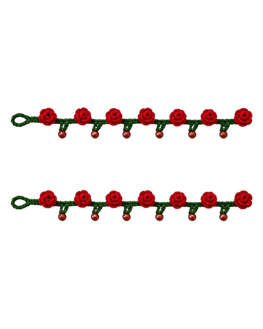 Rose Crochet Payal in Dark Red