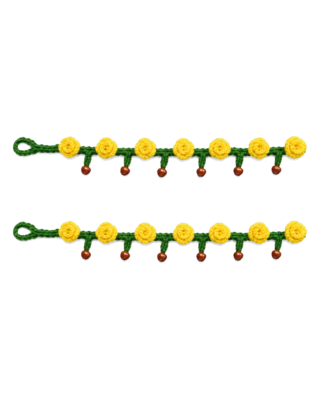Rose Crochet Payal in Lemon