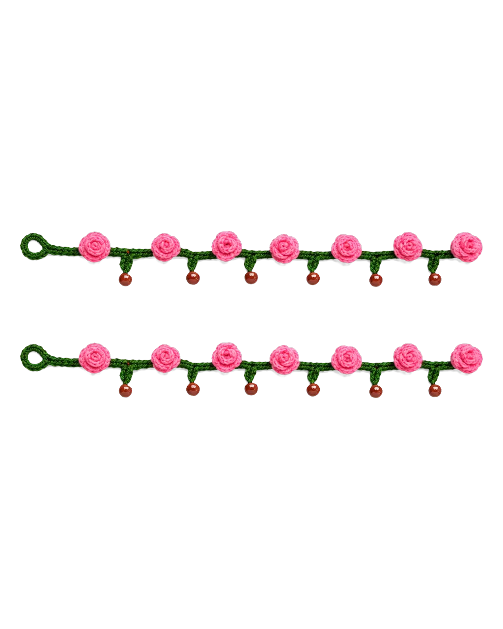 Rose Crochet Payal in Pink