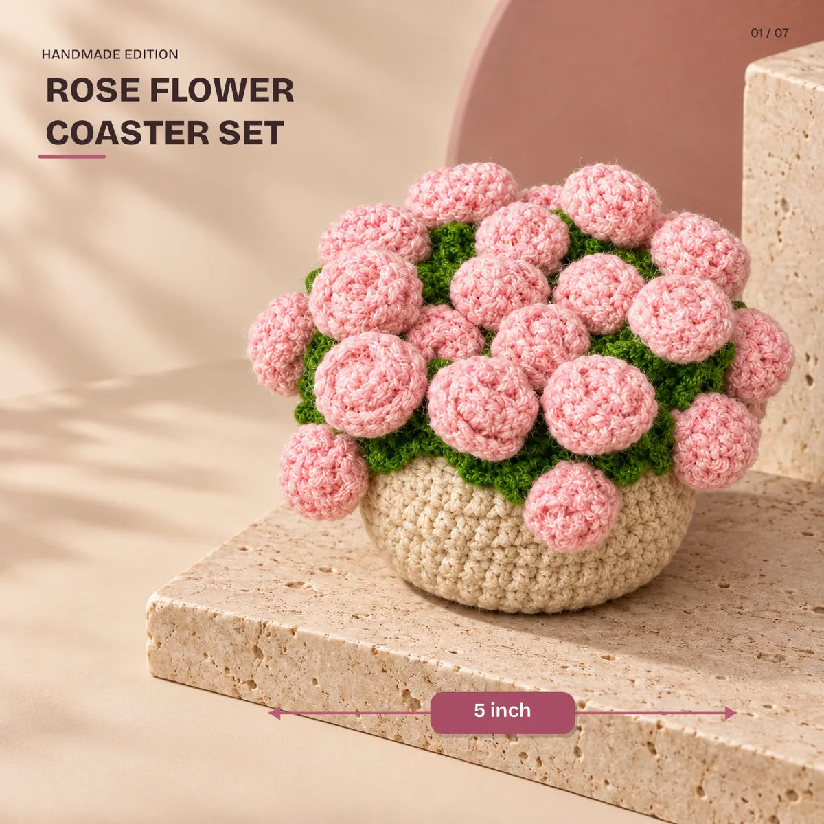 Rose Flower Coaster Set, 5 inch, from the Chai Pe Festive Hamper