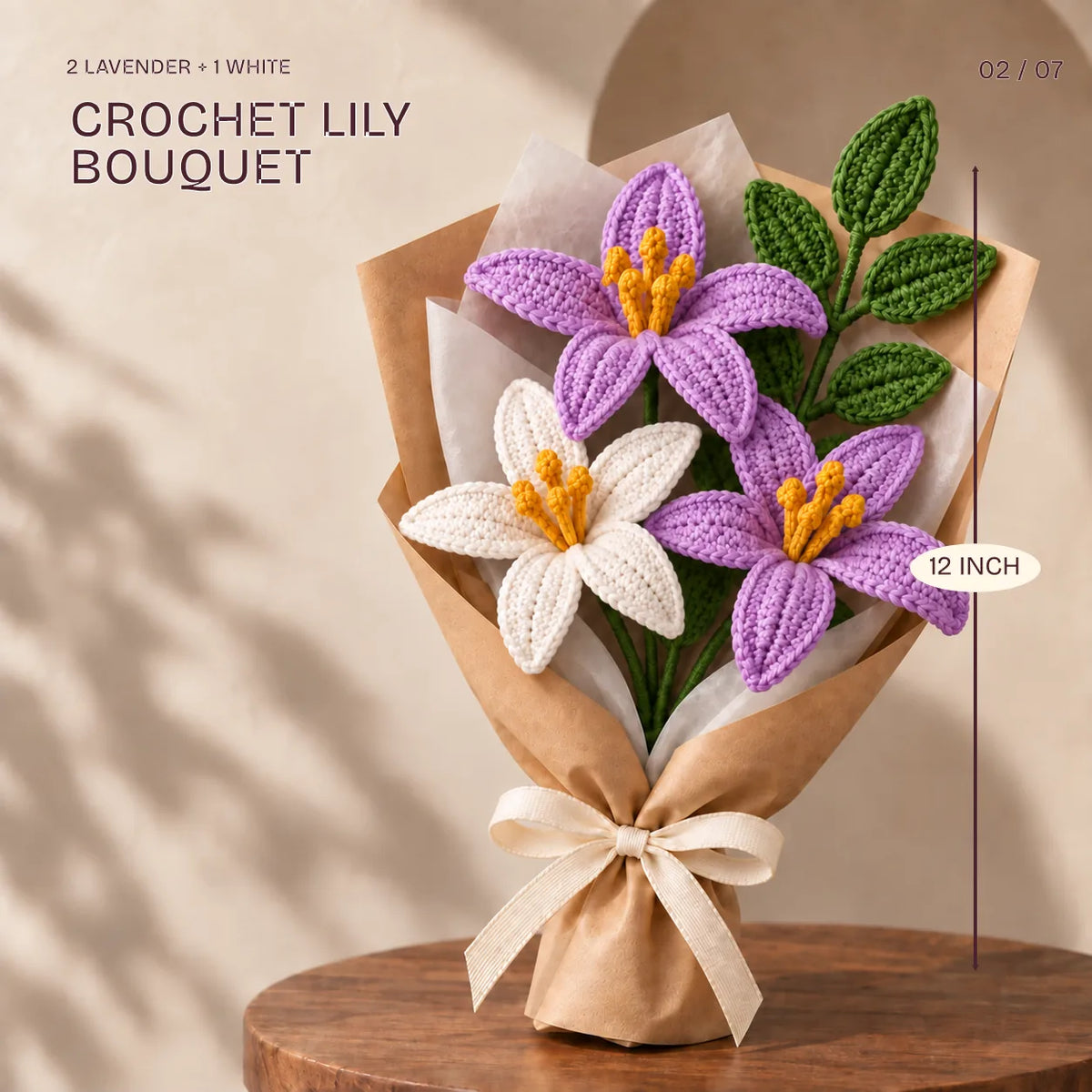 Crochet Lily Bouquet, 12 inch, from the Forever Phooljhadi Hamper