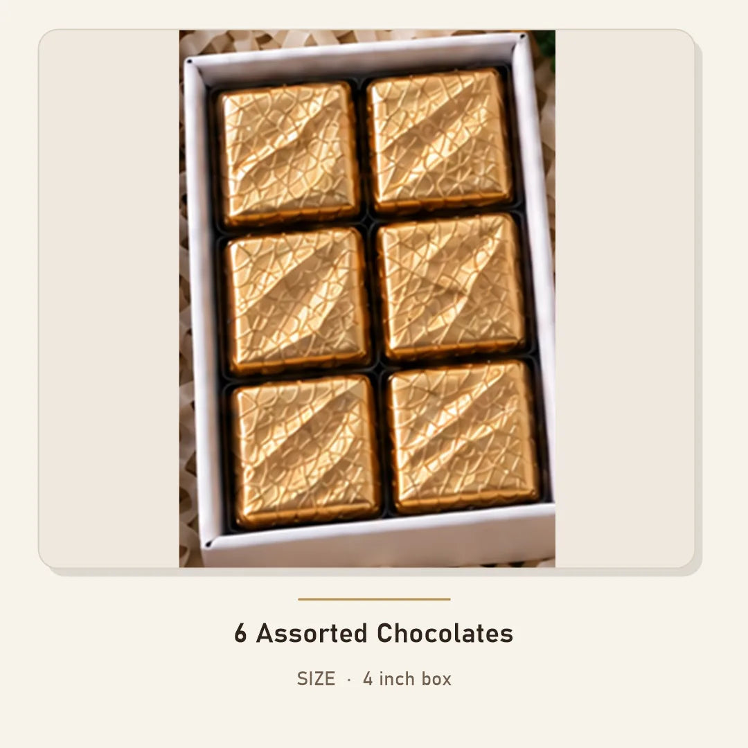 Six Assorted Chocolates, 4 inch box, from the Ghar Ki Festive Hamper