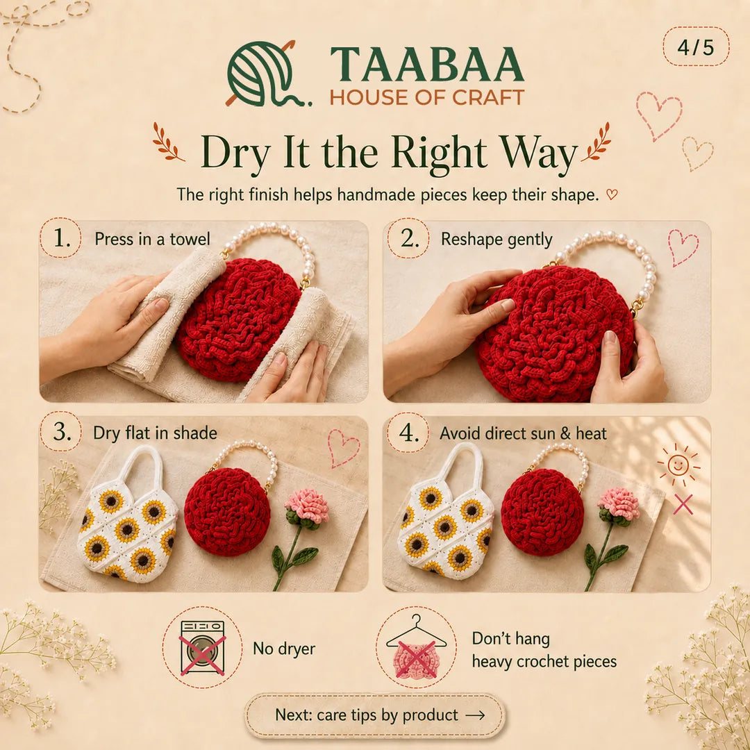 Taabaa crochet care guide, step 4 of 5: Dry it the right way
